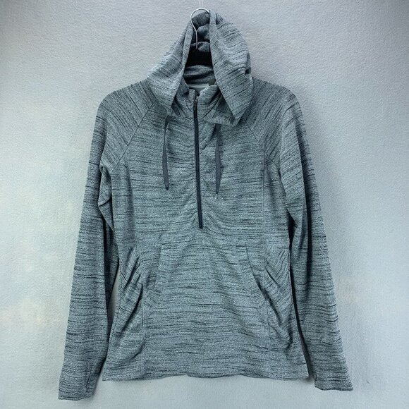 Athleta Jacket Womens Small Gray 1/2 Zip Hoodie Kangaroo Pocket Mock Neck - Picture 1 of 16